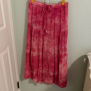 Vibrant Pink Tie-Dye Maxi Skirt